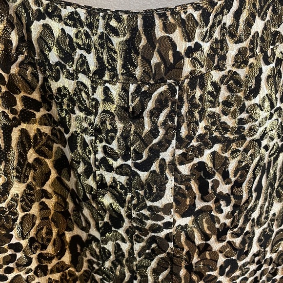 TORY BURCH SILK metallic cheetah / animal print skirt shift cut, lined, zipped 8 - Picture 5 of 12